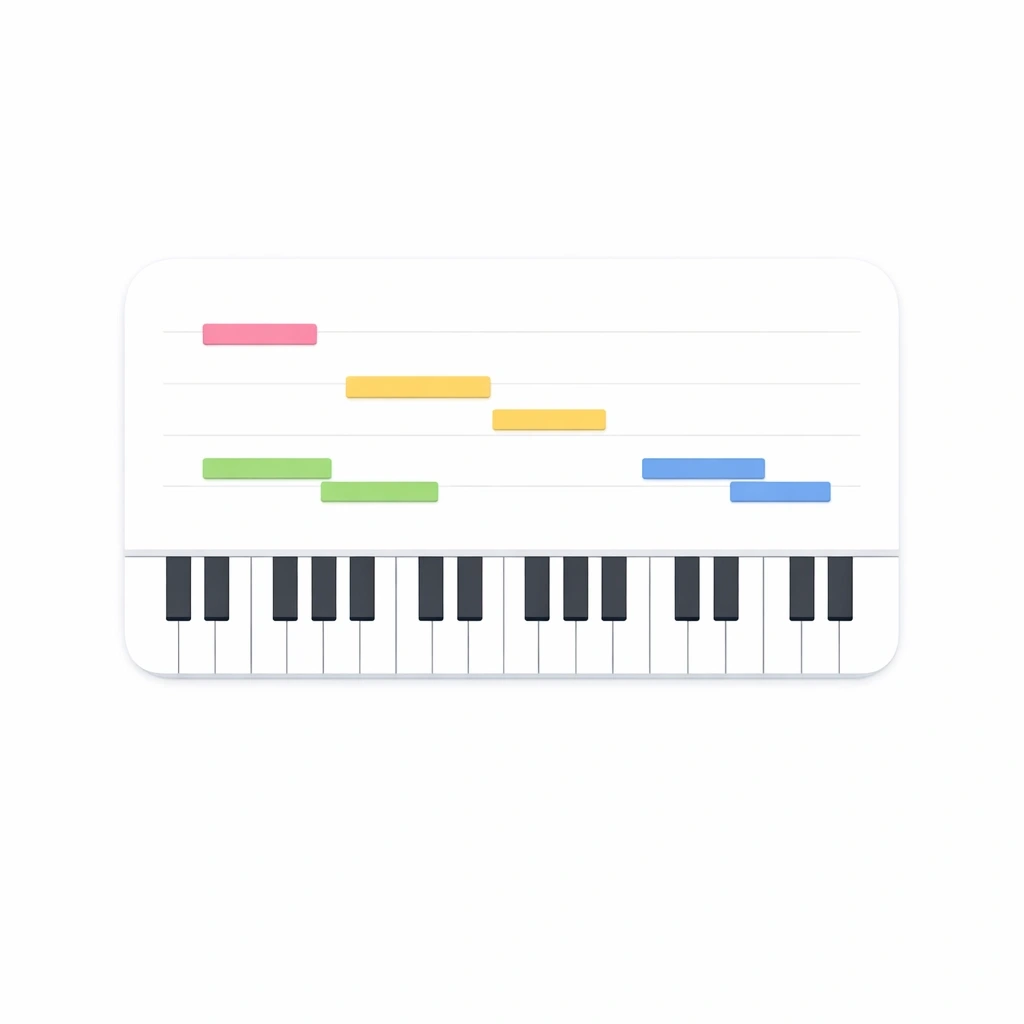 Text to Song MIDI export feature card illustration showing a finished idea becoming editable notes for detailed studio control, with a polished AI music workflow, creative visual cues, and a realistic example of how creators can transform written inspiration into original royalty-free audio for videos, games, podcasts, and branded storytelling.